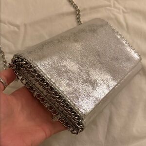 Chelsea28 Iridescent Silver Glitter Chain Crossbody